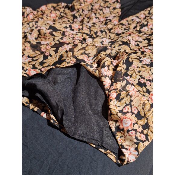 Nasty Gal Mini Dress Womens 6 Sheer Lined Floral Chiffon Metallic Club Going Out - Picture 10 of 12